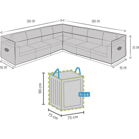 Schutzhülle 300x300cm für L-förmiges Garten Lounge Set + Hülle für 6-8 Kissen (1/5)