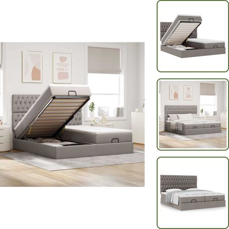 Cadre de lit ottoman avec matelas taupe 200x200cm tissu - Lit Ottoman - Lits Ottomans - Cadre De Lit - Cadre De Lit Avec Rangement (1/5)