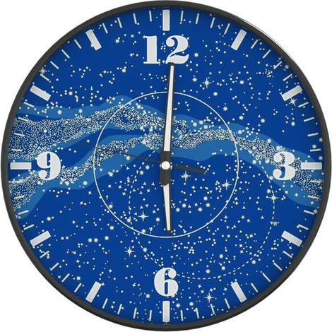 Horloge murale, avec index et aiguilles rétroéclairés en bleu, 30 cm de diamètre. (1/5)
