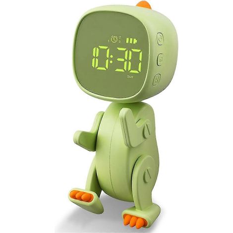 Réveil numérique pour enfants, trois alarmes, réveil dinosaure à forme variable, fonction snooze, alarme nocturne