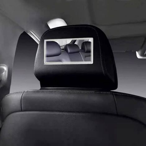 Miroir de maquillage HD portable auto-adhésif en acier inoxydable pour intérieur de voiture Carré (1/5)