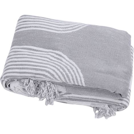 Copridivano in tessuto ciniglia, antipolvere, double face, morbido, con nappe, per mobili da soggiorno, grigio 180x130 cm/70,9x51,2 pollici. (1/2)