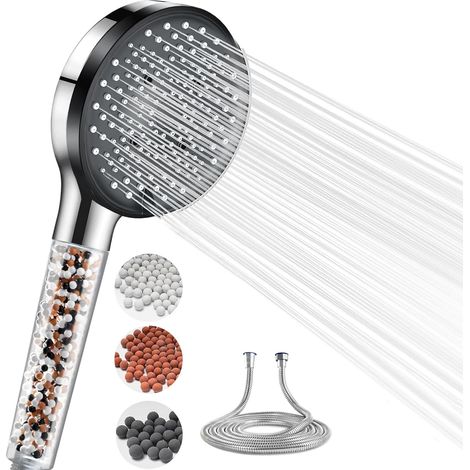 Pommeau de Douche,avec Filtre à Billes,5 Modes Spray,Portatif à Grand Débit pour l'élimination du Chlore,Des Métaux Lourds,avec Tuyau de 1.5M (1/5)