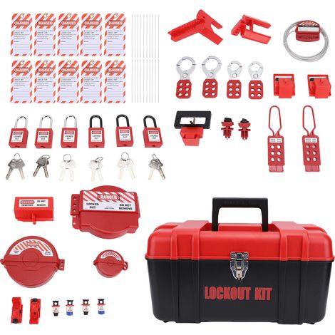 Kit d'étiquetage de verrouillage à pince sur le groupe de disjoncteurs, loquets, étiquettes, cadenas de sécurité avec boîte à outils pour l'industrie.