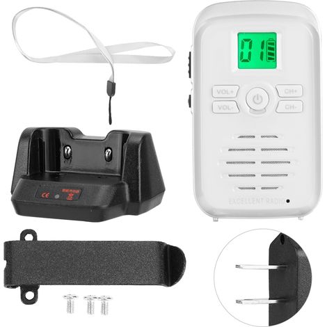 Émetteur-récepteur mini sans fil ABS Q3 FM, 110-240V, 400-470MHz, étanche, ultra-fin, 2 voies, blanc, prise US. (1/5)