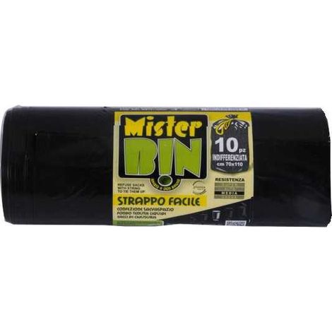 Saco de basura con ligaduras negro 70X110 pz.10 Mr.Bin