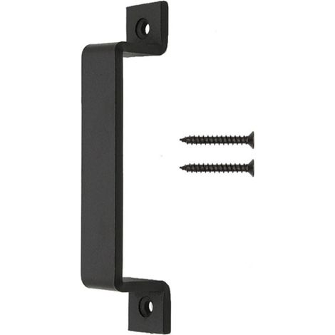 Maniglia per porta del fienile in acciaio nero massiccio (2 pezzi) 160 mm (1/4)