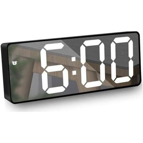 Pair Numérique Réveil, Réveil Miroir avec Affichage à LED de 6,5 \\"de Température/Date, Luminosité Réglable Réveil Snooze pour Voyage/Chambre/Bureau/Cuisine, Noir (1/5)