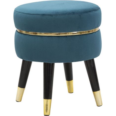 Sgabello "Paris" in poliestere gambe in legno colore nero per interni -Ottanio/Oro