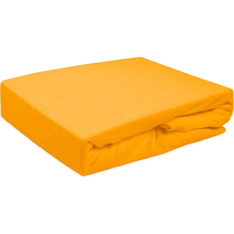 Drap-housse 140x200 cm en éponge de coton Freyle, couleur jaune chaud (1/5)