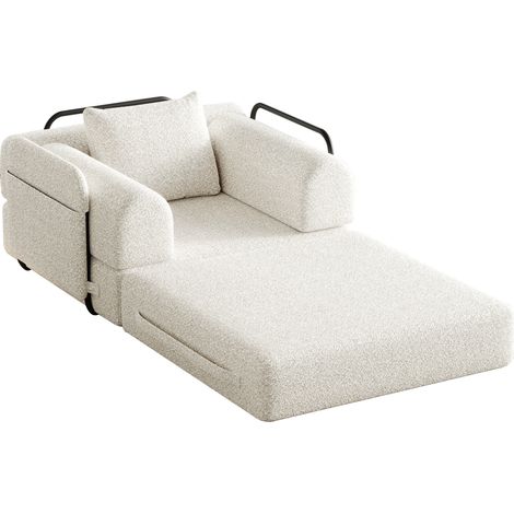 CAIzi[Conception brevetée] Canapé-lit en chenille 2-en-1 avec rangement dans l'accoudoir, trois cadres métalliques et plusieurs possibilités de configuration. (1/5)