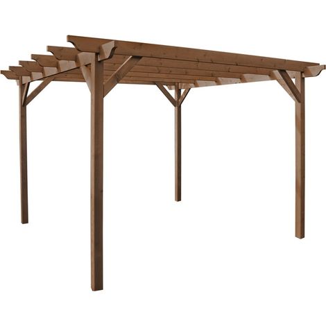 Garden Pergola - Wood - L180 x W300 x H270 cm - Rustic Brown