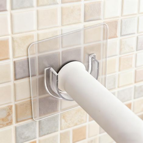 10 supports de tringle à rideaux sans perçage robustes et durables, réglables en longueur, adaptés aux salles de bains, cuisines, portes et fenêtres (1/4)