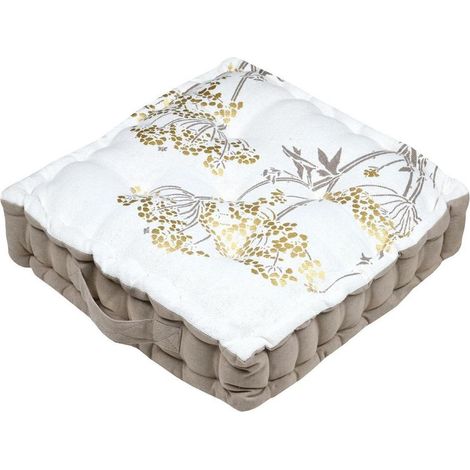Cuscino da pavimento ORIANA 45x45 cm con fiori bianchi