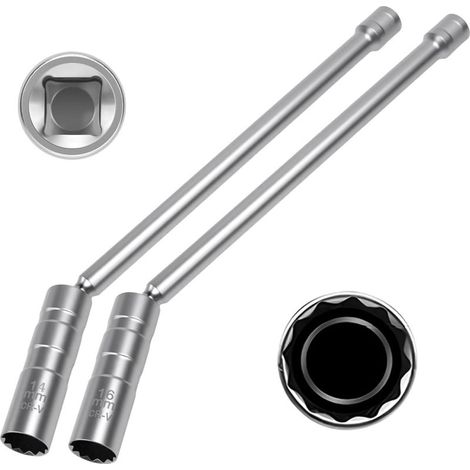 2 Pcs Douille Bougie 16 mm/14 mm, Clé à Bougie Magnétique Rotation à 360 Degrés, Douille Bougies Allumage avec 12 Points, Clef à Bougie en Acier 30 cm de Long, pour Réparation Véhicule Voiture (1/5)