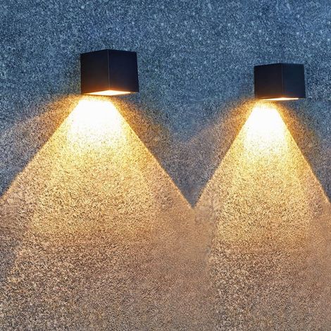 Apliques solares de pared para exteriores, impermeables IP65 (paquete de 2)