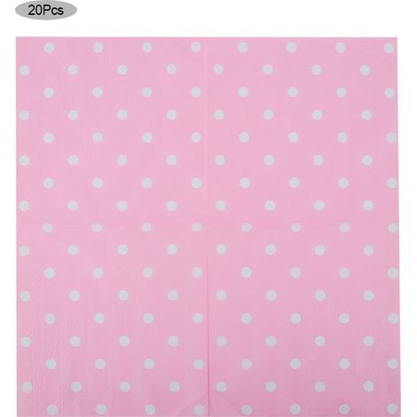 Lot de 20 Serviettes en papier, 2 couches, motif pois roses, absorption élevée, pour mariage, fête, anniversaire (1/5)