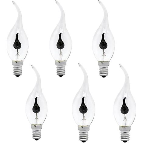 6 Pièces 3W 2700K 220V E14 Bougie Ampoule LED Pointe Flamme Nature Feu Lumière Vacillante Bar Vintage Lampe Décoration Maison (1/5)
