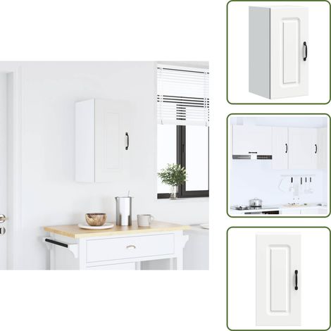 The Living Store Armario de pared para cocina Kalmar madera de ingeniería blanca - Armario de pared