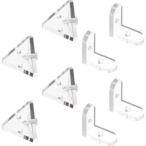 Support d'angle en acrylique, équerres transparentes à angle droit à 3 trous et support d'angle en forme de L 90 degrés avec rivets transparents pour boîte de présentation (1/4)