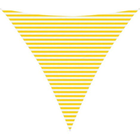 Voile d'ombrage à rayures jaunes et blanches, 4,5 x 4,5 x 4,5 mètres (1/5)