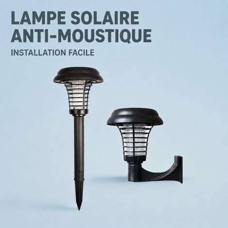 Lampe anti-moustiques solaire d'extérieur ronde à piquer pour jardin pelouse, piège LED 1,2 V, 190 g – Livraison gratuite (1/5)