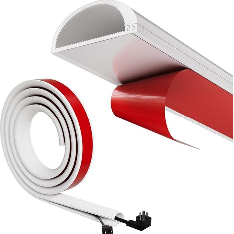 Goulotte de câble blanche autocollante flexible, goulotte de câble blanche, passe-câbles pour TV murale, cache-câbles semi-circulaire, passe-câbles mural, passe-câbles rond, 3 m (1/5)