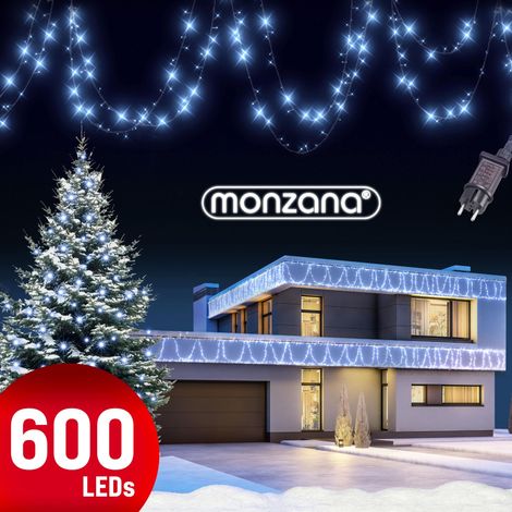 Monzana Guirlande lumineuse 200/400/600 LED illumination intérieur extérieur guirlande de Noël éclairage décoration   60m kaltweiß - schwarzes Kabel (de)