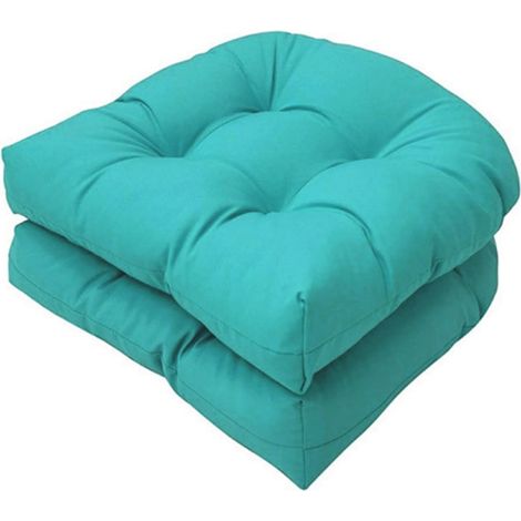 Ensemble de 2 coussins, dimensions 48 × 48 cm, coussins d'assise confortables, coussins de dossier en forme de U, coussins pour canapé en osier, adaptés aux chaises en osier, aux meubles de patio et a (1/5)