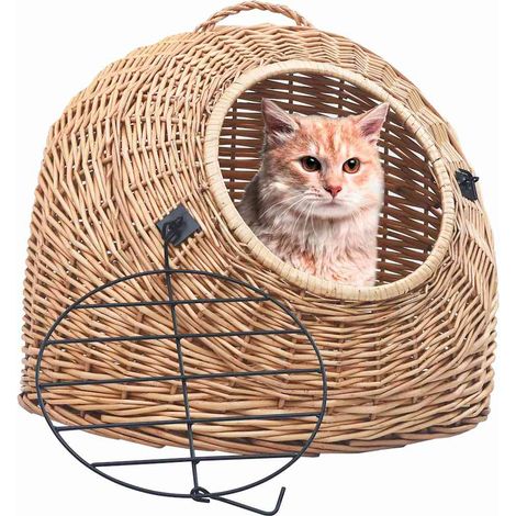 Cage de transport pour chats - Caisse de transport pour chat et chien 60x45x45 cm Saule naturel BV109592 - BonneVie (1/5)