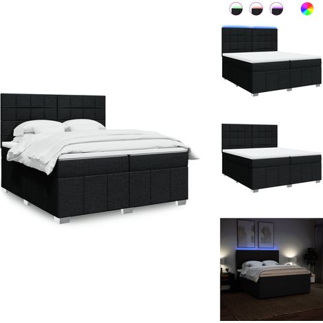 Sommier à lattes de lit avec matelas Noir 200x200 cm Tissu - Sommier À Lattes De Lit - Sommiers À Lattes De Lit - Lit - Meuble De Chambre À Coucher (1/5)
