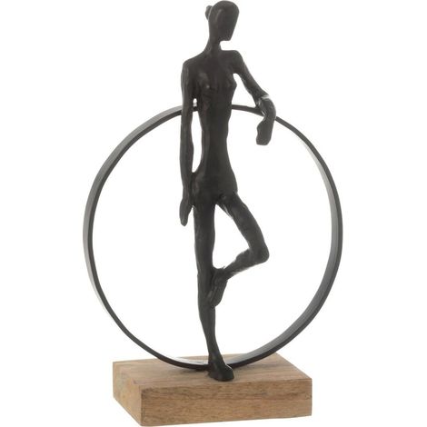 Statuette Déco Femme "Anneau" 32cm Noir