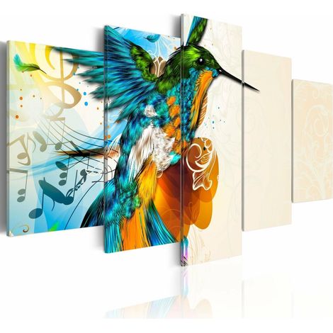 Tableau musique d'oiseau 5 soirées - 100 x 50 cm (1/4)