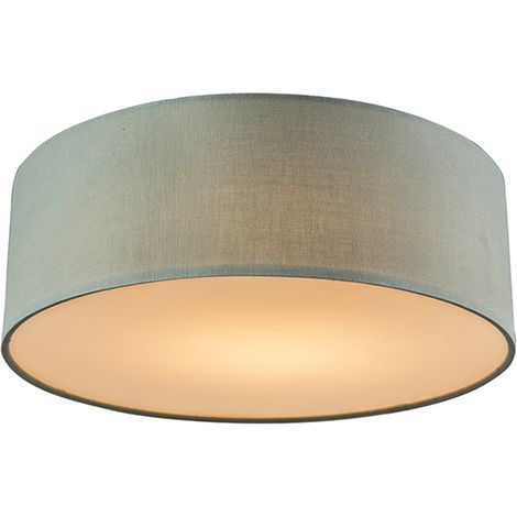 QAZQA Moderno Plafón verde 30 cm con LED - Drum LED Textil /Acero Redonda Incluye LED Max. 1 x 10 Watt