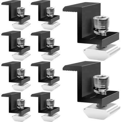 Fixation Panneau Solaire: 10 Pièces Support Panneau Solaire en Aluminium 30 mm, Support Montage Panneau Solaire en Z pour Panneau Photovoltaïque Camping Car Toiture Mural, Avec Ecrous et Boulon (1/5)
