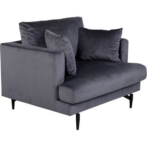 Fauteuil en Velours "Sofia" 104cm Gris Foncé (1/5)