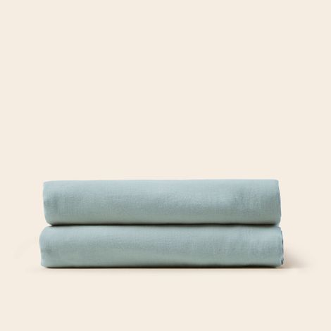 Drap plat en Satin de coton lavé uni à nouettes SATHEENE