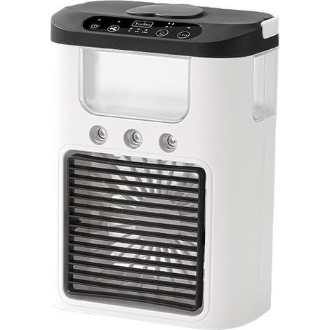 Aire acondicionado portátil sin manguera, enfriador de aire por evaporación, ventilador de escritorio de 3 velocidades, compacto (22 x 15 x 10 cm), negro (1/4)