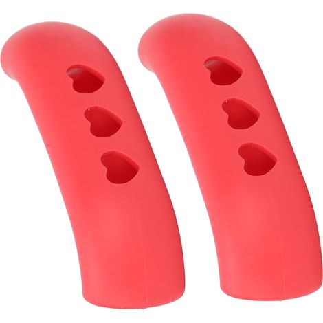 Lot de 2 manchons de poignée de casserole en silicone résistants à la chaleur, isolants et anti-brûlures (rouge). (1/5)