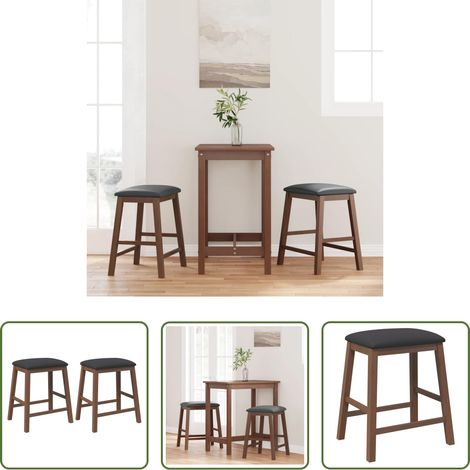 Chaise de cuisine - chaises de bar avec coussins 2 pcs marron bois massif d'hévéa (1/5)