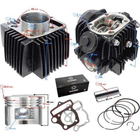 Cilindro y culata Moretti para ciclomotor 154FMH 125cc 4T (1/5)
