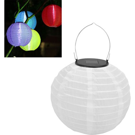 8-Zoll-LED-Solarlaterne aus wasserdichtem Nylongewebe, solarbetrieben, keine Verkabelung erforderlich, ideal für Hochzeiten, Haus- und Gartendekoration. Weiße LED-Solarlaterne. (1/5)
