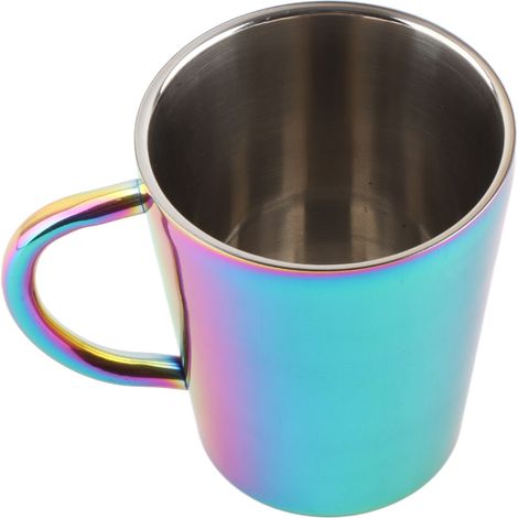 Tasse isotherme à double paroi de 300 ml avec poignée, en acier inoxydable, pour la maison. Colorée. (1/5)