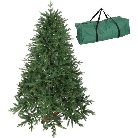 Sapin de Noël artificiel réaliste avec branches pliables et base bois, arbre décoratif intérieur, design moderne et élégant (1/5)