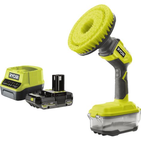 Confezione RYOBI Spazzola elettrica 18V OnePlus R18CPS-0 - 1 Batteria 2.0Ah - 1 Caricatore rapido 2.0Ah RC18120-120