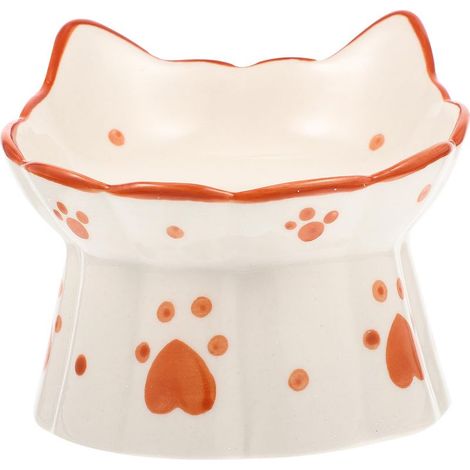 Gamelle Surélevée Stable et Facile à Nettoyer pour Chat en Céramique Oreilles de Chat pour L'alimentation Présents pour Animaux (1/5)
