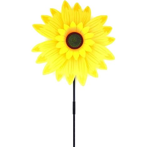 YMYNY 14 Zoll Sonnenblumen-Windmühlen, Windspinner, Gartenparty-Windrad, Windmühle, geeignet für Garten, Party, Outdoor, Hof, Dekoration, Gelb (1/5)