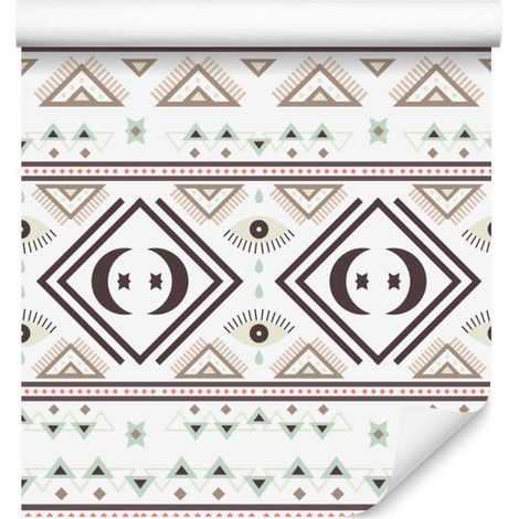 Papier peint à motifs ethniques bordeaux, beige et gris clair 50 x 1000 cm (1/5)