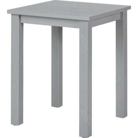 Altobuy – Table d'appoint carrée en pin massif vernis gris – Dimensions 45x45xH55 cm – Finition transparente pour veinage naturel (1/4)