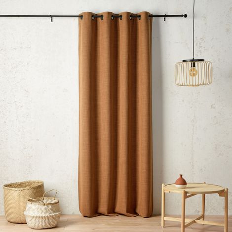 Rideau thermique et obscurcissant à envers polaire à oeillets Marron Clair 135x260 cm (1/2)